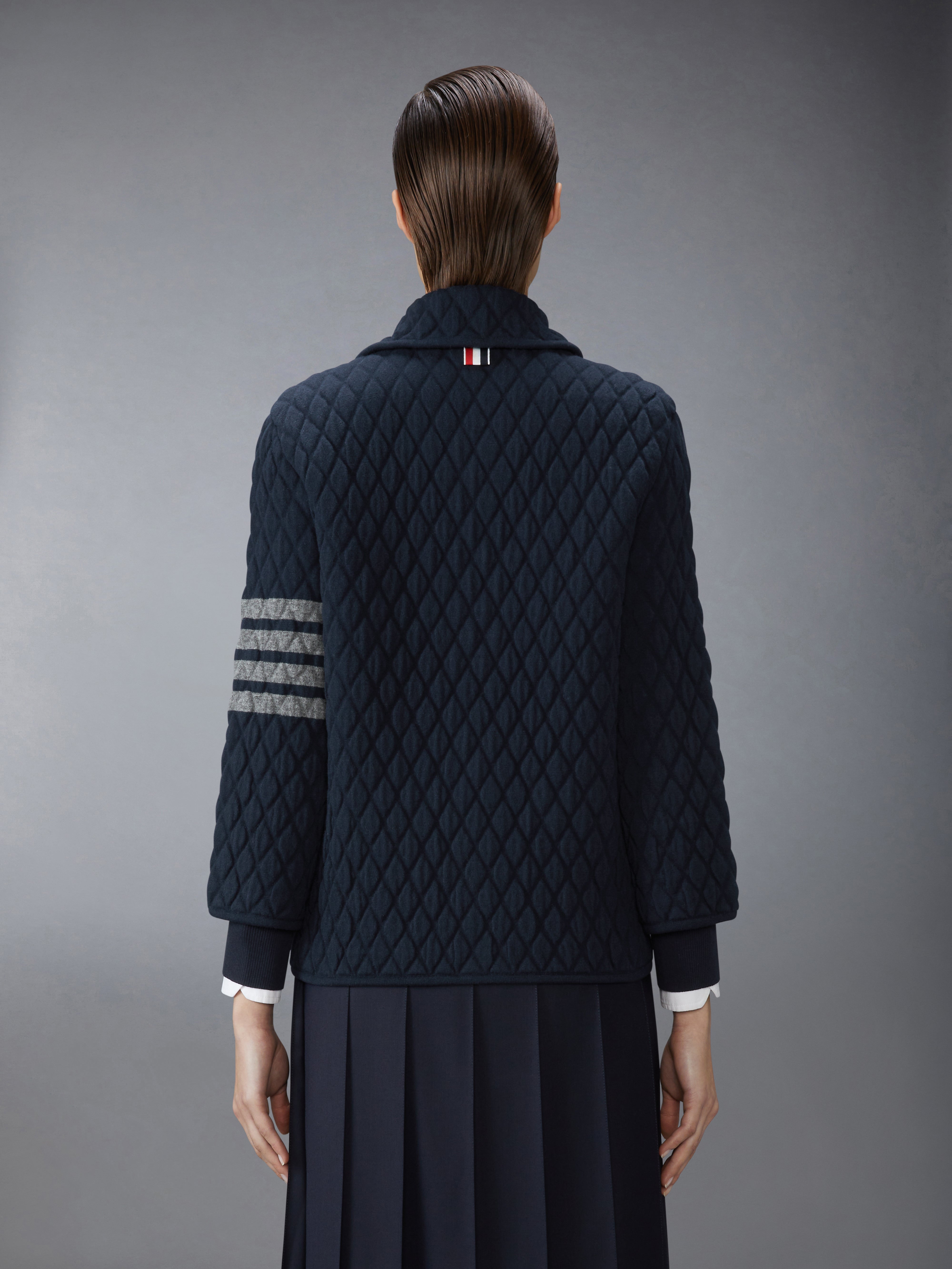 THOM BROWNE. ダブルジャケット キルティング ニット ジャカード メリノウール 4-BAR ワークジャケット