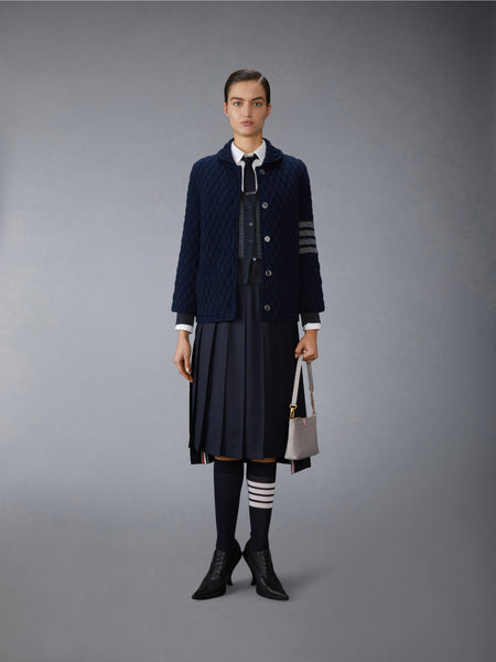 QUILTED KNIT JACQUARD MERINO WOOL 4-BAR WORK JACKET