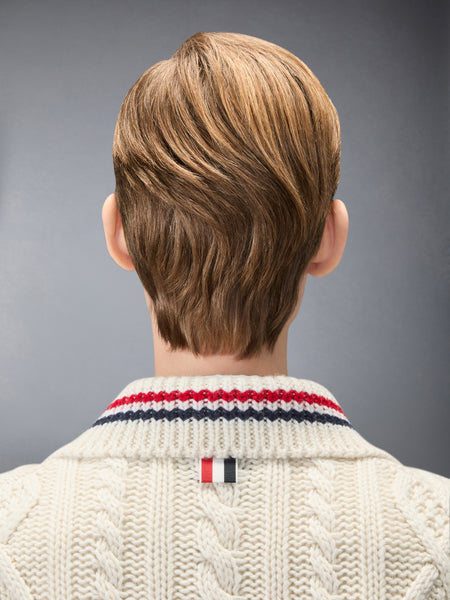CASHMERE ARAN CABLE CARDIGAN JACKET WHITE
