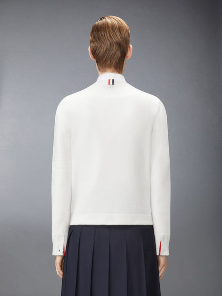 MERINO WOOL 4-BAR TROMPE L'OEIL CARDIGAN JACKET WHITE