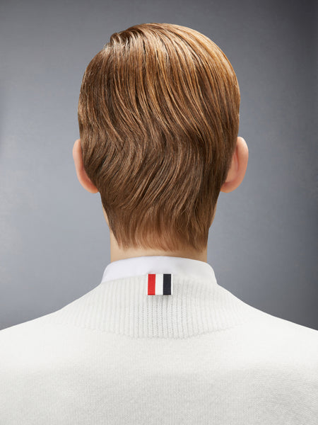 MERINO WOOL 4-BAR TROMPE L'OEIL CARDIGAN JACKET WHITE