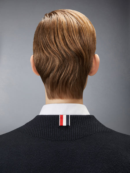 MERINO WOOL 4-BAR TROMPE L'OEIL CARDIGAN JACKET NAVY