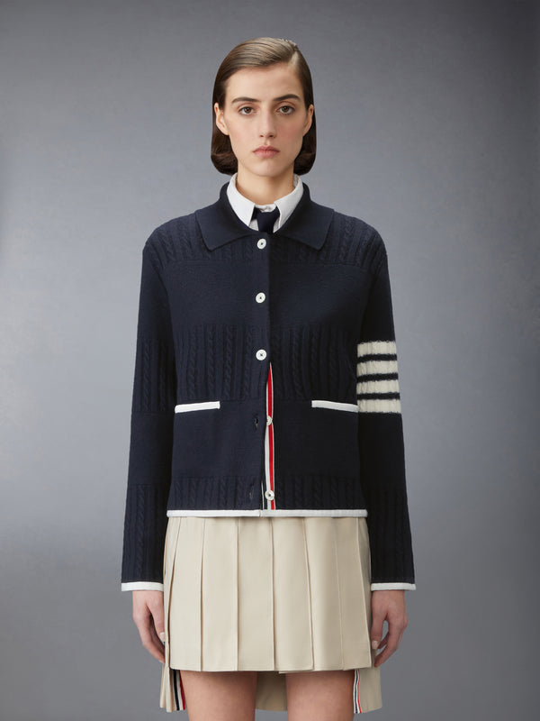 MERINO WOOL 4-BAR RUGBY MILANO STITCH CARDIGAN - image 1
