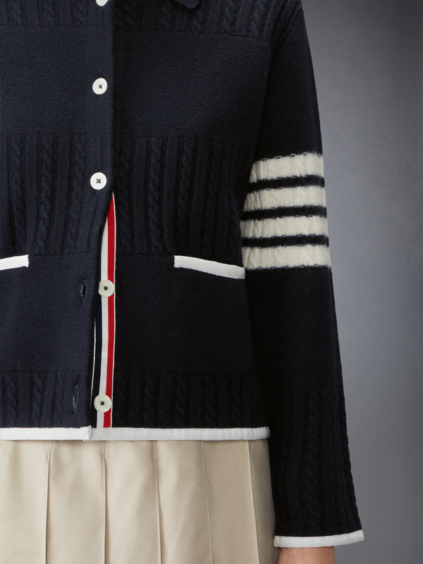 MERINO WOOL 4-BAR RUGBY MILANO STITCH CARDIGAN - image 4