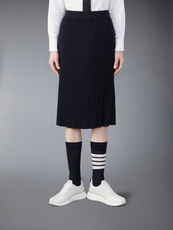 WOOL CREPE RIB STITCH MIDI PLISSE SKIRT