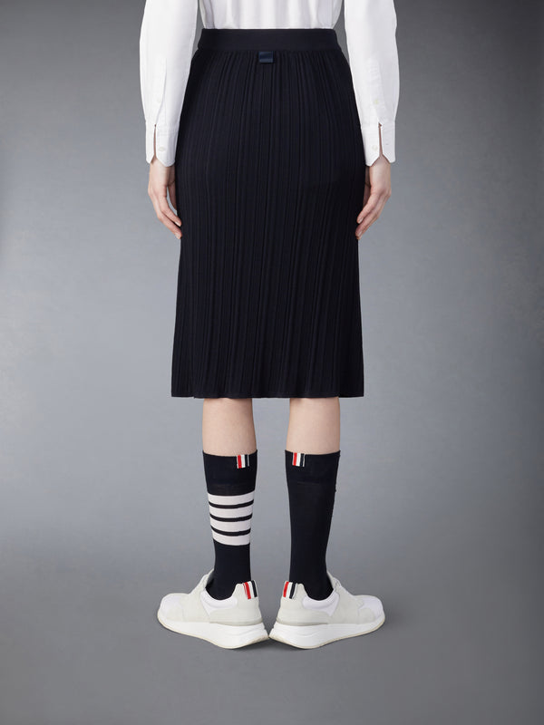 WOOL CREPE RIB STITCH MIDI PLISSE SKIRT