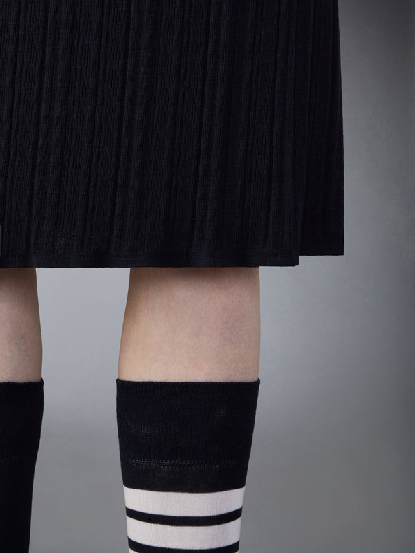 WOOL CREPE RIB STITCH MIDI PLISSE SKIRT
