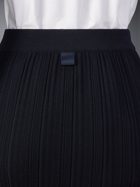 WOOL CREPE RIB STITCH MIDI PLISSE SKIRT