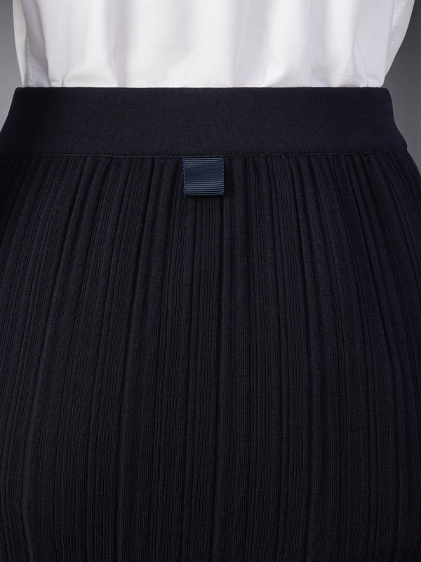 WOOL CREPE RIB STITCH MIDI PLISSE SKIRT