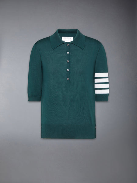WOOL 4-BAR RELAXED POLO DK GREEN