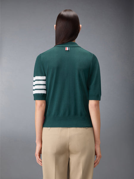 WOOL 4-BAR RELAXED POLO DK GREEN