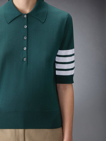 WOOL 4-BAR RELAXED POLO DK GREEN