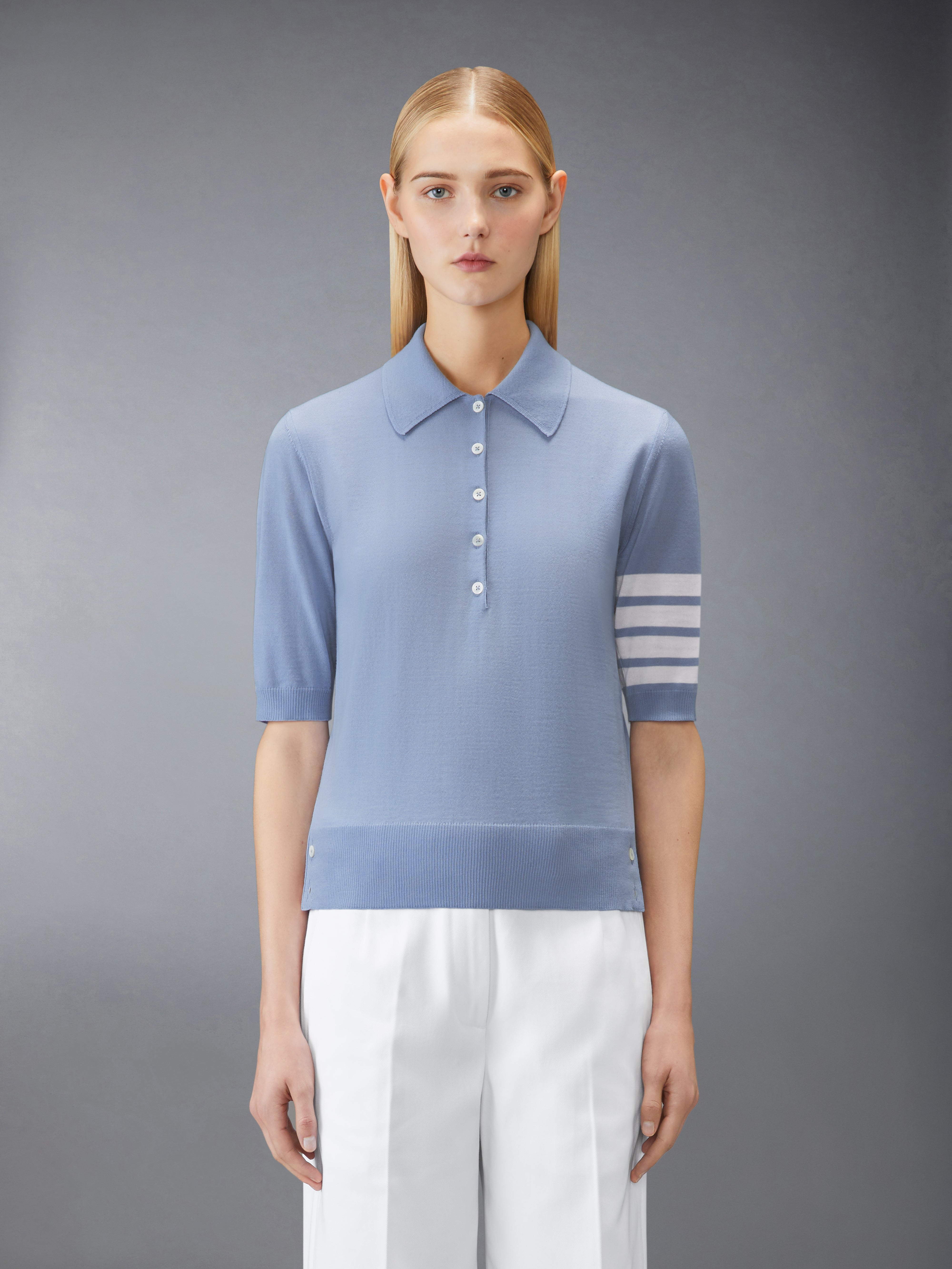THOM BROWNE グレー ポロシャツ サイズ0 中古・古着通販】Thom Browne (トムブラウン) ポロシャツ グレー