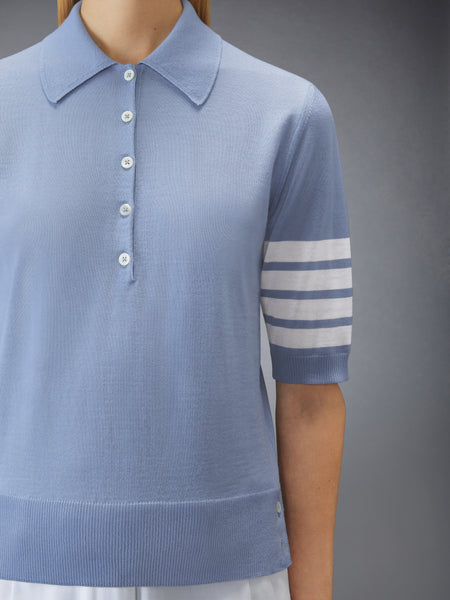 WOOL 4-BAR RELAXED POLO LT BLUE