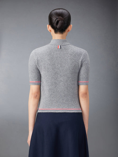 Merino Wool Brushed Tuck Stitch Keyhole Polo | Thom Browne