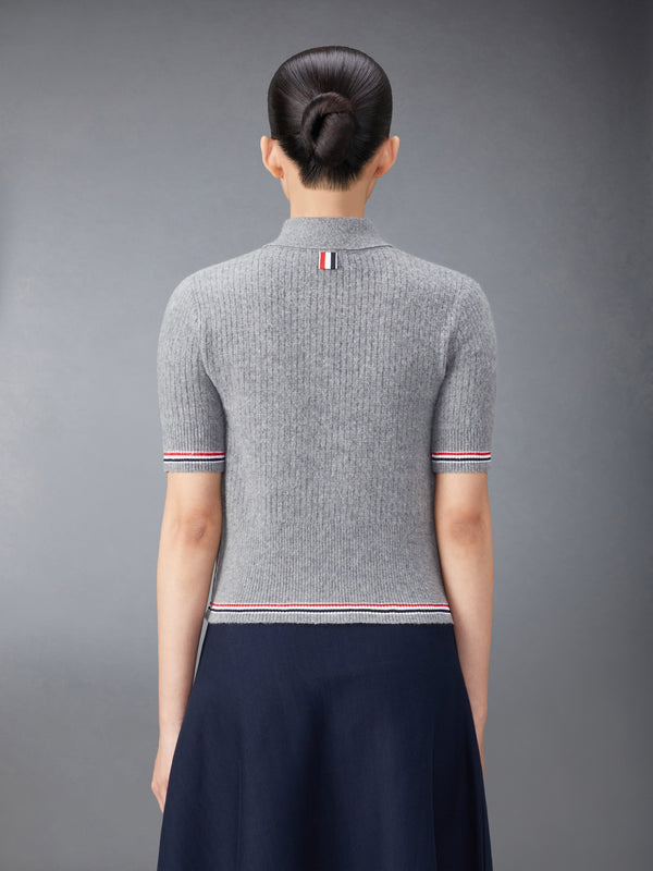 MERINO WOOL BRUSHED TUCK STITCH KEYHOLE POLO - image 2