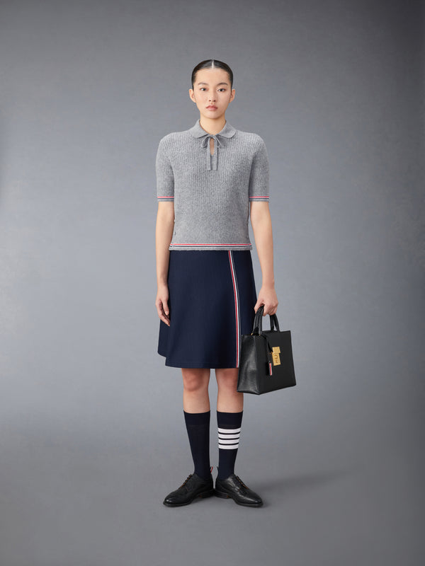 MERINO WOOL BRUSHED TUCK STITCH KEYHOLE POLO - image 3