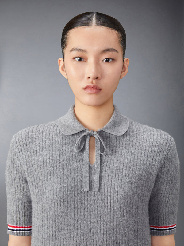 MERINO WOOL BRUSHED TUCK STITCH KEYHOLE POLO - image 4