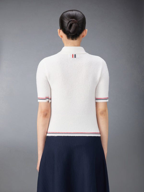 MERINO WOOL BRUSHED TUCK STITCH KEYHOLE POLO - image 2