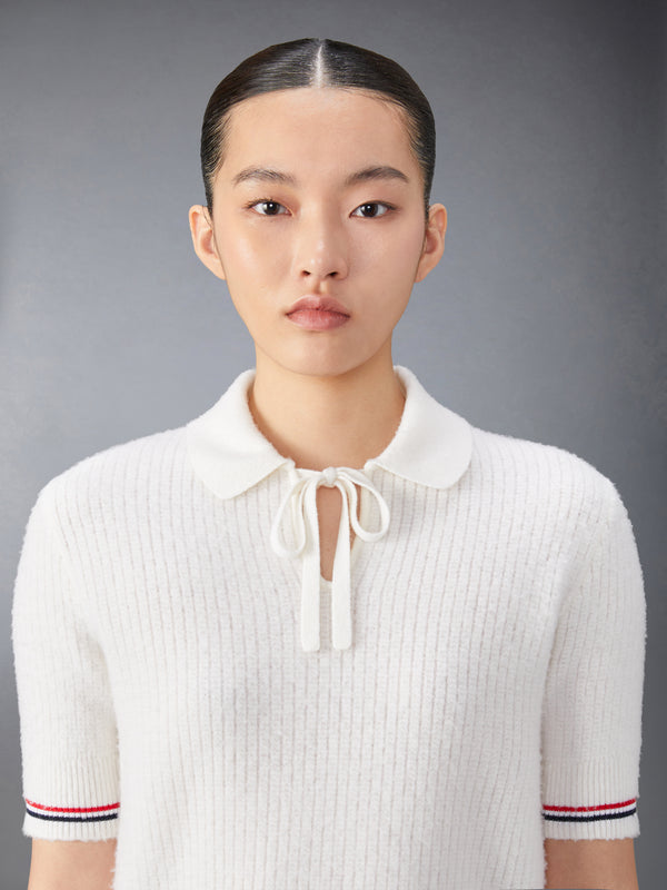 MERINO WOOL BRUSHED TUCK STITCH KEYHOLE POLO - image 4