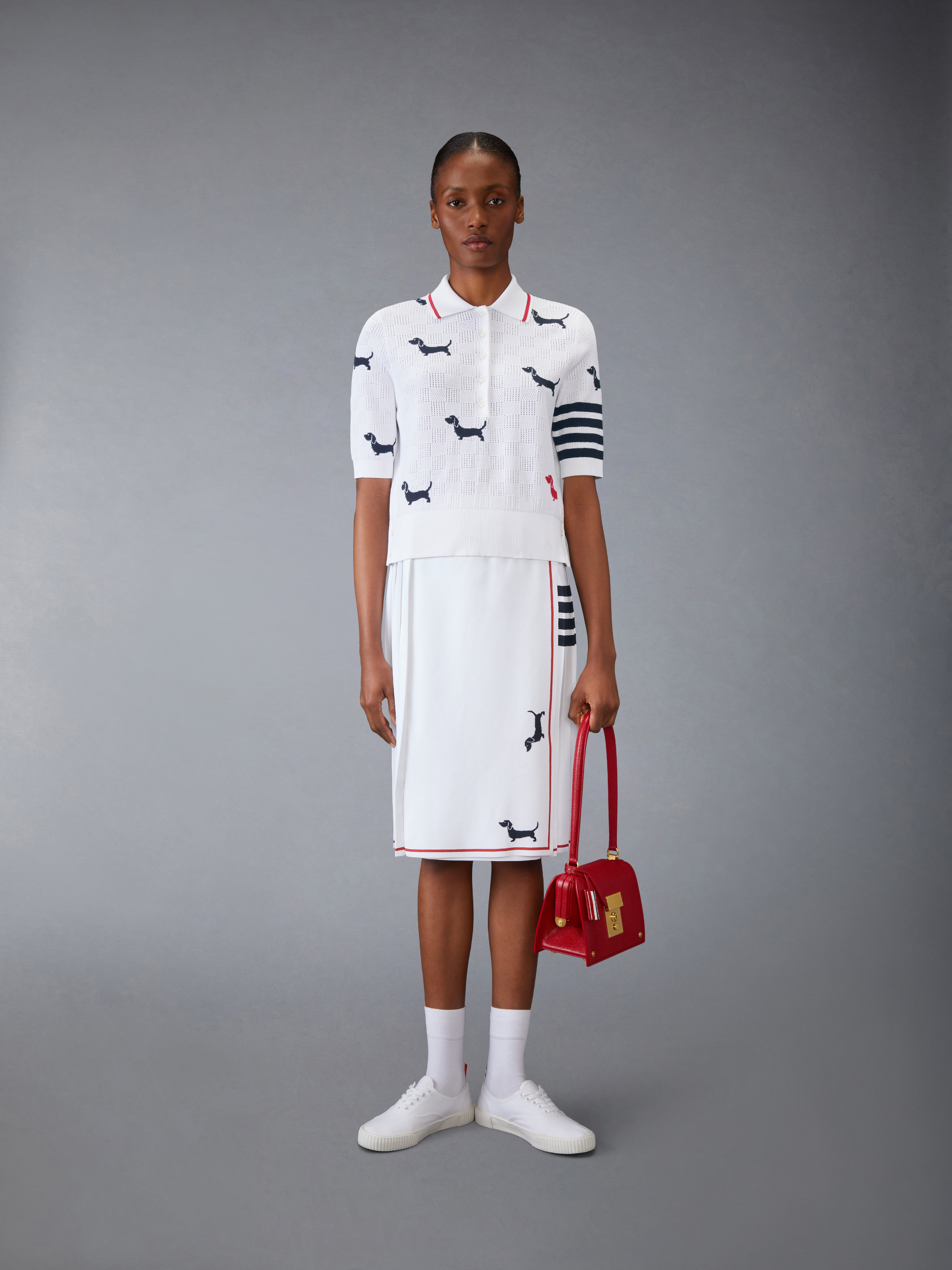 Hector Intarsia Pointelle Jacquard Ss Polo In Stretch