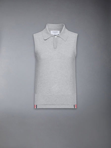 COTTON SILK KEYHOLE POLO LT GREY