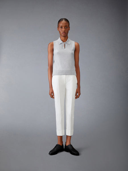 COTTON SILK KEYHOLE POLO LT GREY