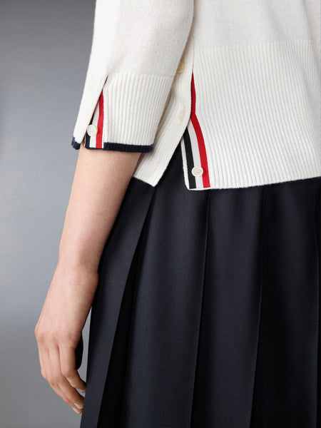 BROWNE 65 JERSEY INTARSIA CASHMERE POLO WHITE