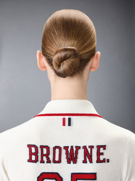 BROWNE 65 JERSEY INTARSIA CASHMERE POLO WHITE
