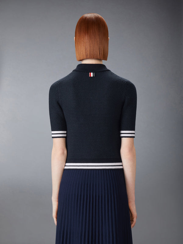 TUCK STITCH SILK CASHMERE & WOOL POLO - image 2