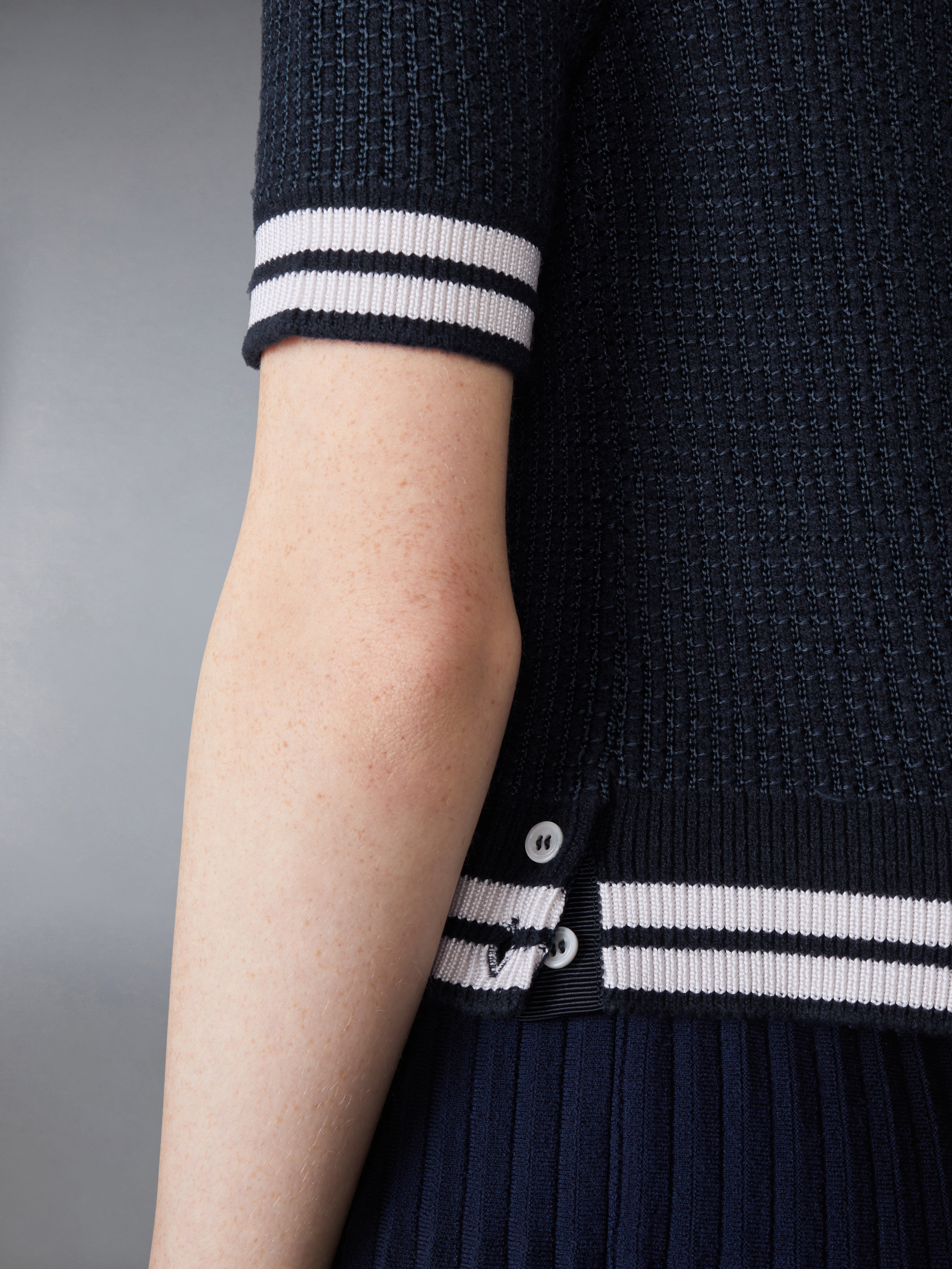 Tuck Stitch Silk Cashmere & Wool Polo | Thom Browne