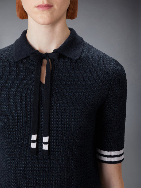 TUCK STITCH SILK CASHMERE & WOOL POLO - image 5