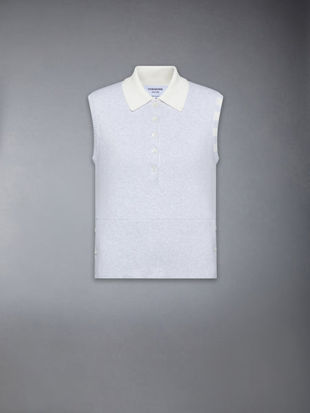 MILANO STITCH 4-BAR SLEEVELESS POLO PALE GREY