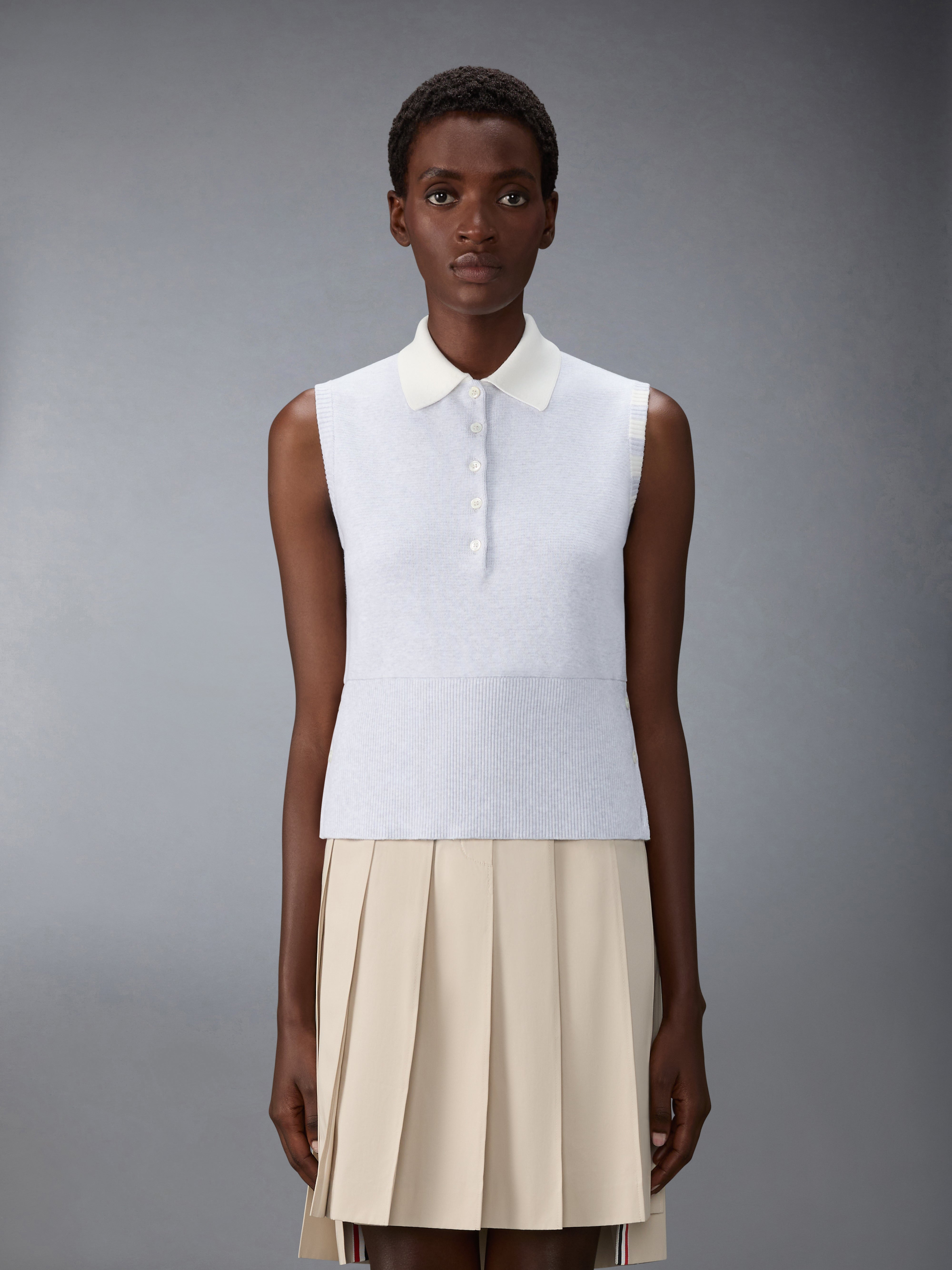 Milano Stitch 4-Bar Sleeveless Polo | Thom Browne