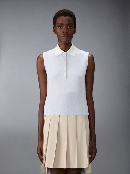 MILANO STITCH 4-BAR SLEEVELESS POLO PALE GREY