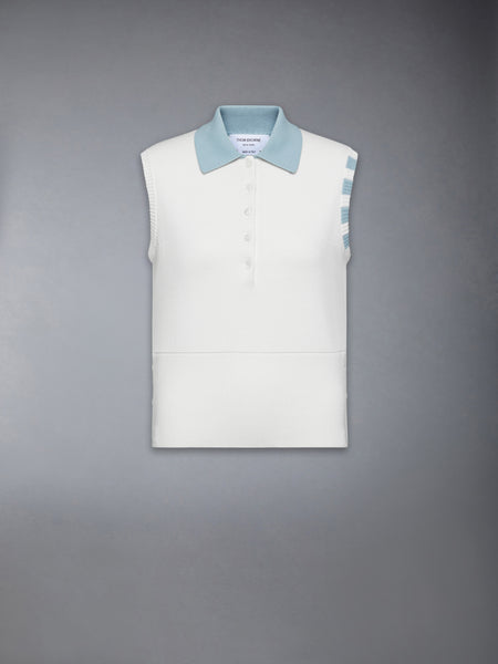 MILANO STITCH 4-BAR SLEEVELESS POLO WHITE