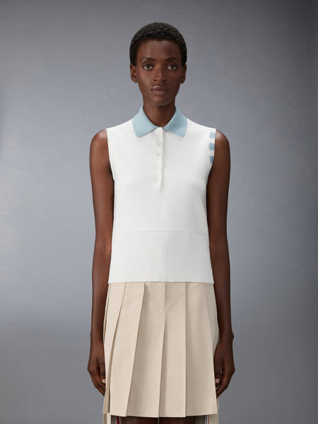 MILANO STITCH 4-BAR SLEEVELESS POLO WHITE