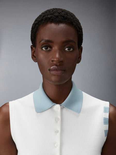 MILANO STITCH 4-BAR SLEEVELESS POLO WHITE
