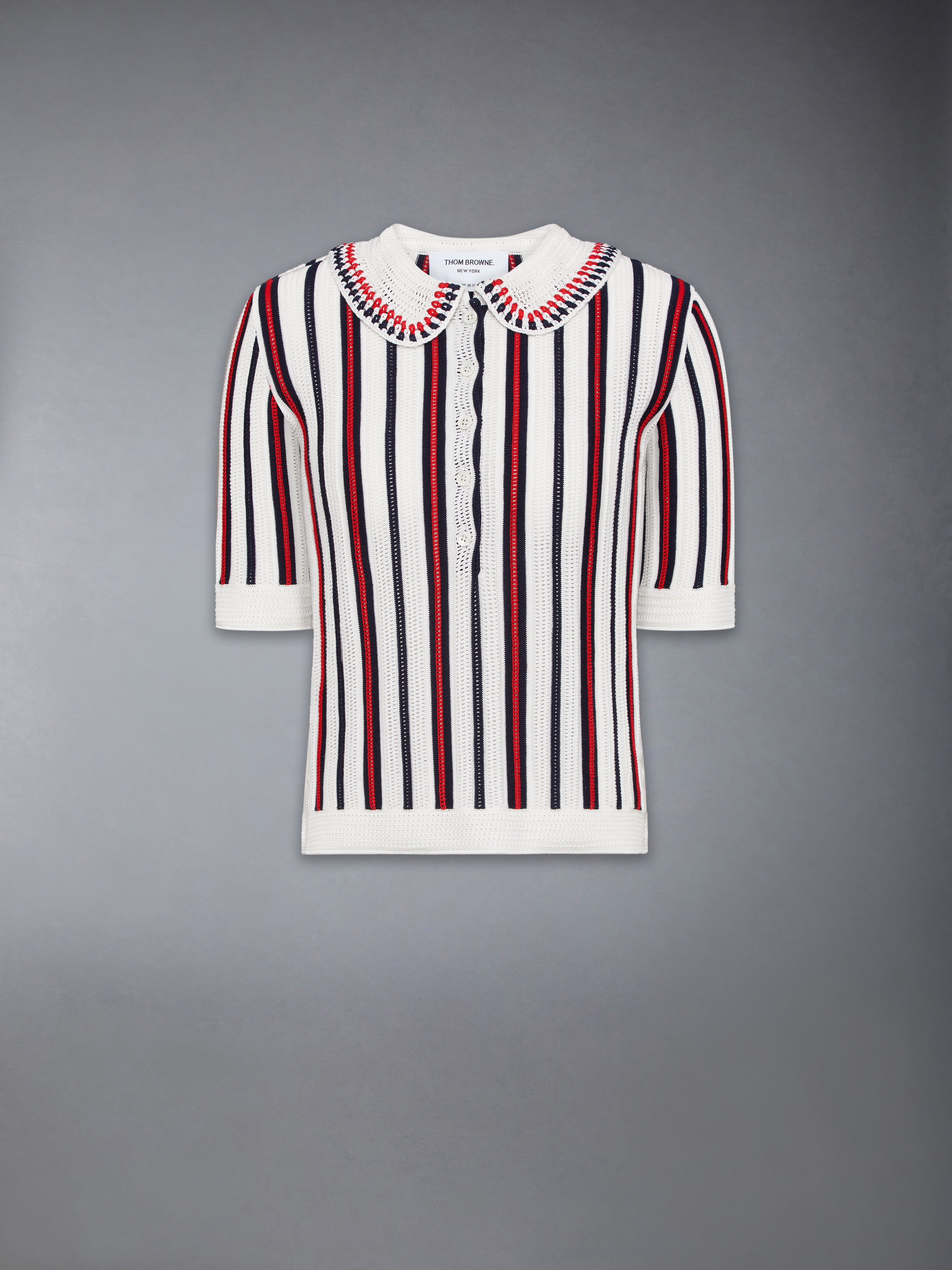 Crochet Stitch Rwb Stripe Polo | Thom Browne