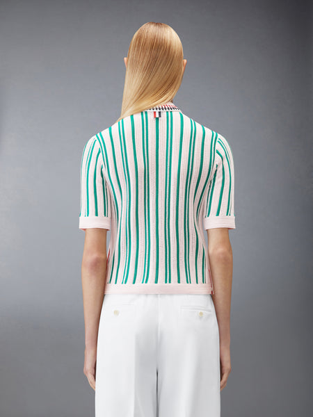 CROCHET STITCH RWB STRIPE POLO LIGHT PINK