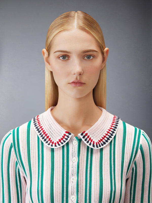 CROCHET STITCH RWB STRIPE POLO - image 5