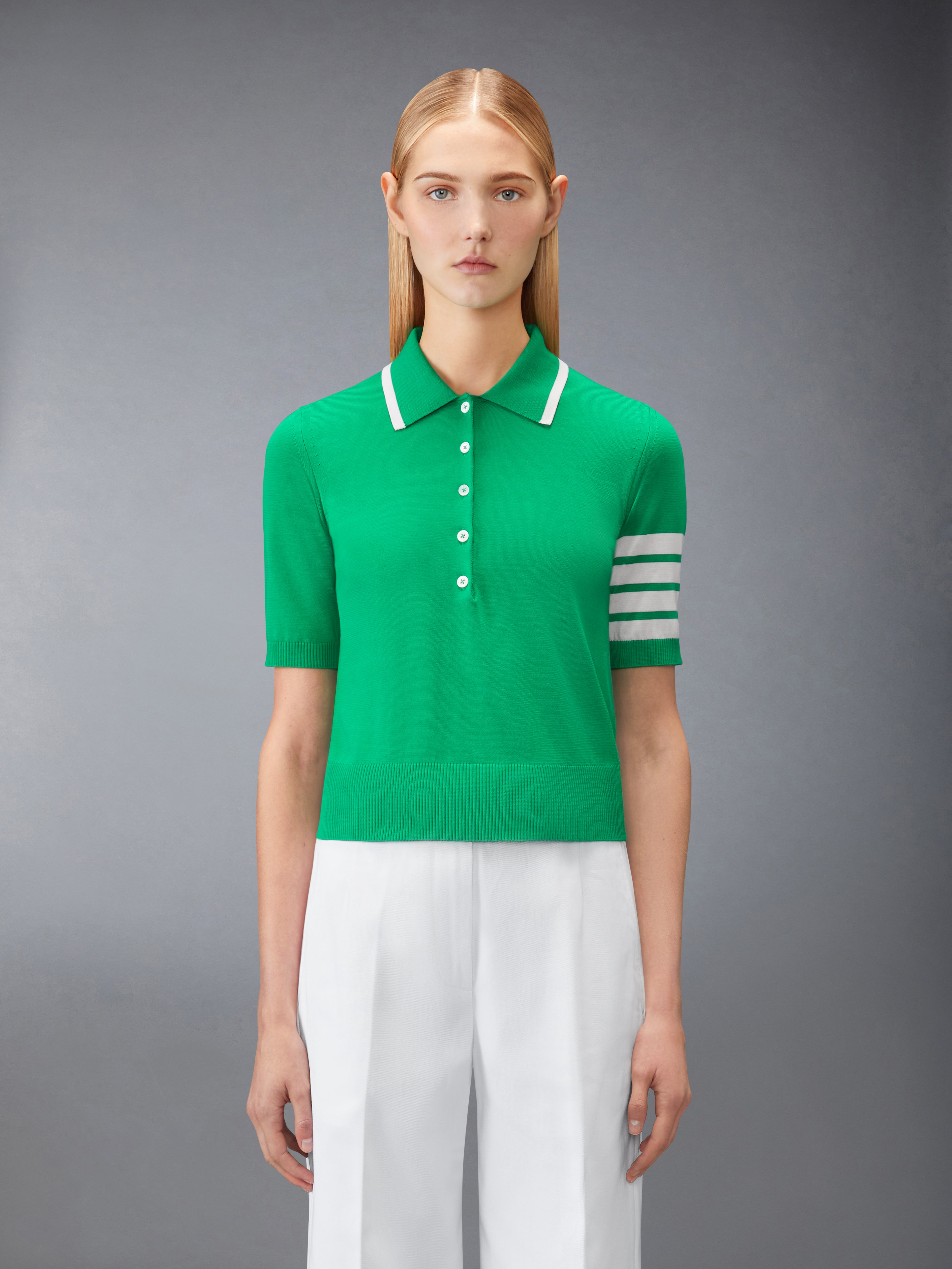 Hector Intarsia 4-Bar Jersey Stitch Polo | Thom Browne