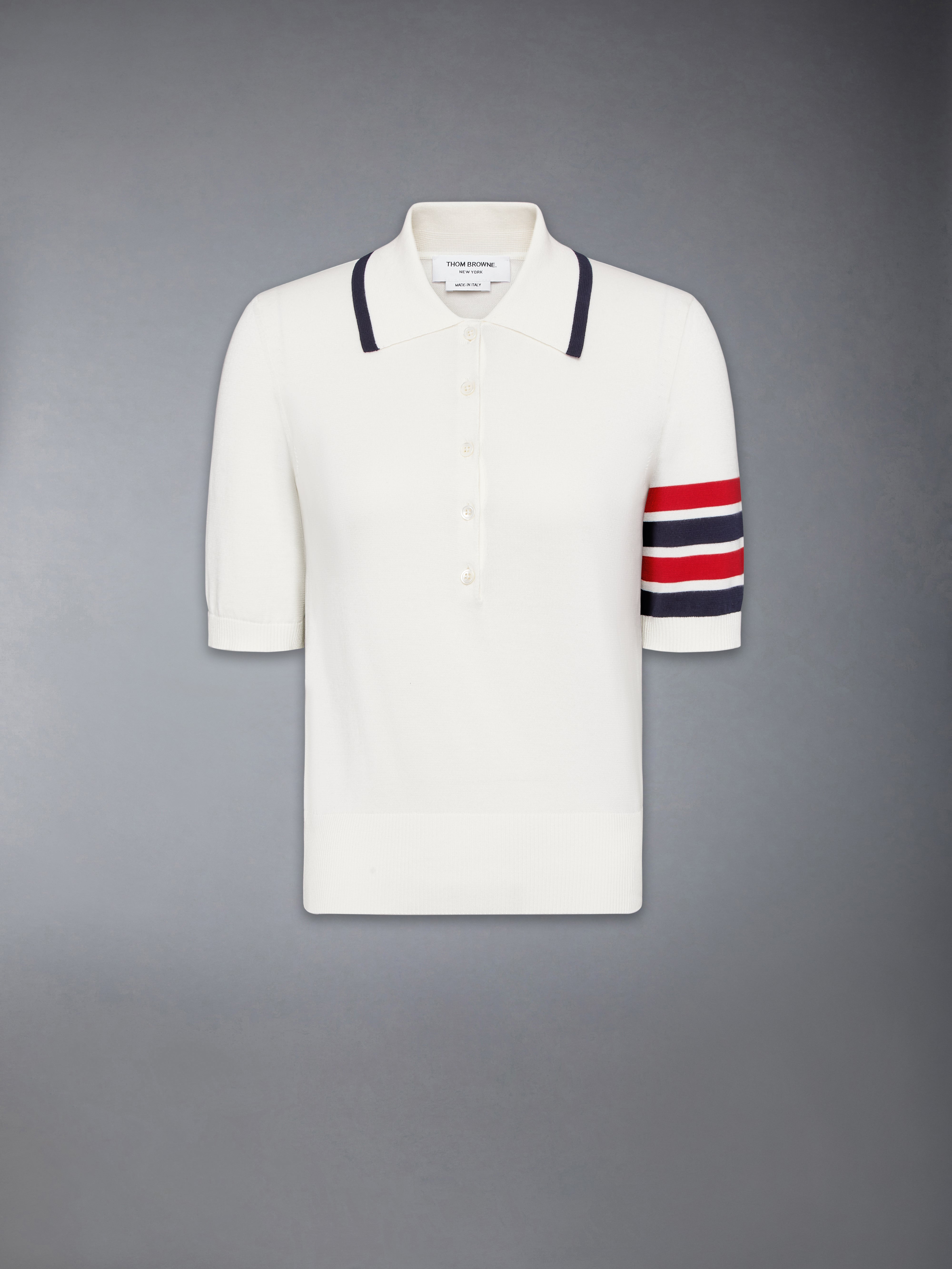 トムブラウン トリコロール クロスカンパニー ポロシャツ ホワイト 日本製 THOM BROWNE - トムブラウン トリコロール クロスカンパニー