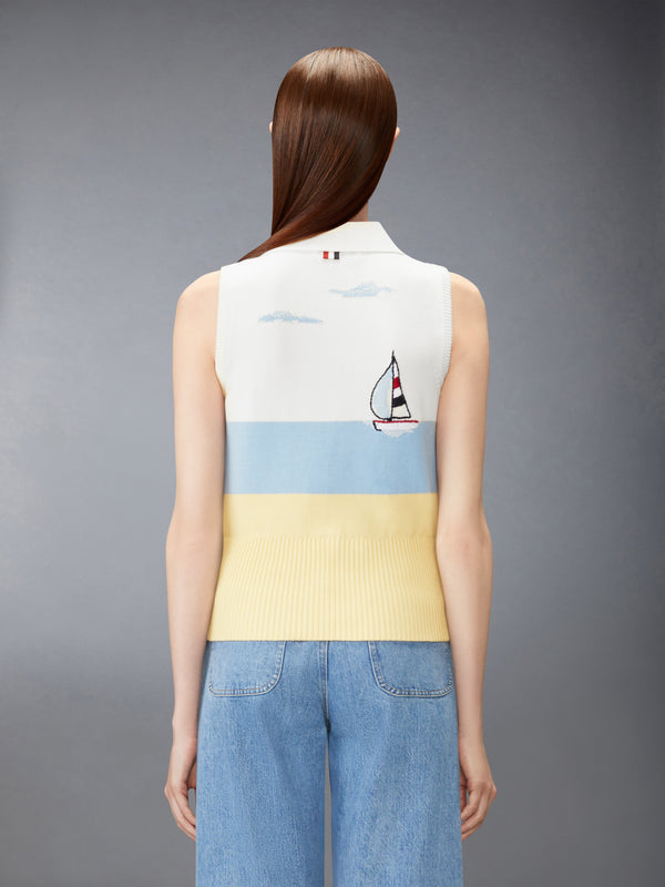 NANTUCKET SCENIC EMBROIDERY JERSEY SLEEVELESS POLO - image 2