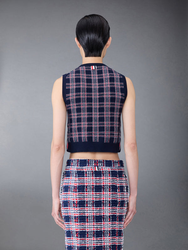 プリンス オブ ウェールズ カシミア クロップド クルーネック シェル トップ - image 2