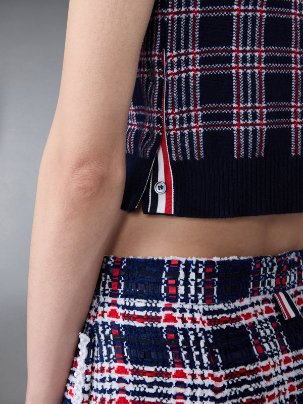 プリンス オブ ウェールズ カシミア クロップド クルーネック シェル トップ - image 4