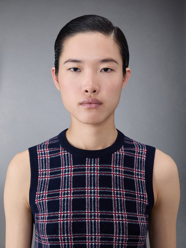 プリンス オブ ウェールズ カシミア クロップド クルーネック シェル トップ - image 6