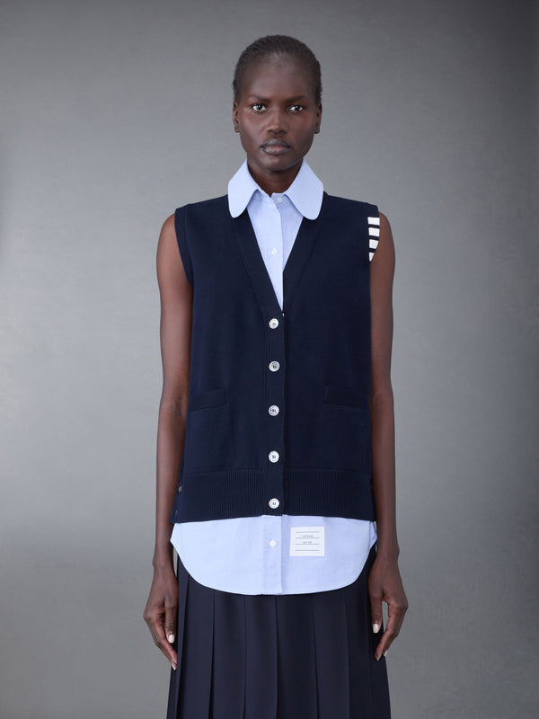 Cotton Milano and Oxford 4-Bar V-Neck Cardigan Vest and Shirt Combo - featured image