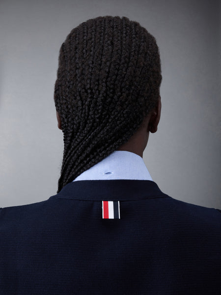 コットンミラノとオックスフォードの4BAR Vネックカーディガンベストとシャツのコンボ ネイビー