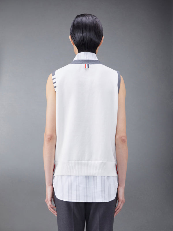 コットンミラノとオックスフォードの4BAR Vネックカーディガンベストシャツコンボ - image 2